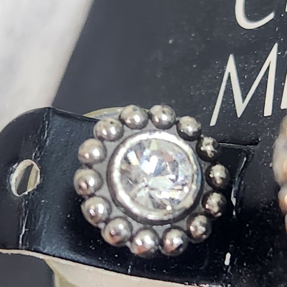 Silver-Rhinestone Earrings - Picture 2 of 3